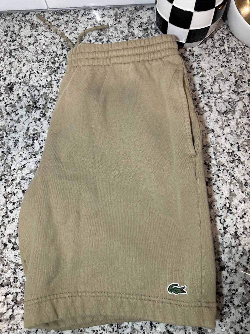 Lacoste Men’s Tan Cotton Shorts - Casual Comfort item has been worn.